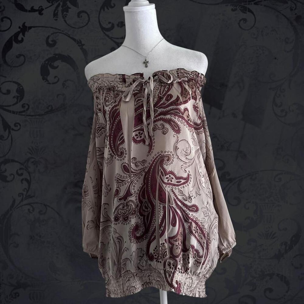 ornate paisley baroque scroll print romantic vintage top